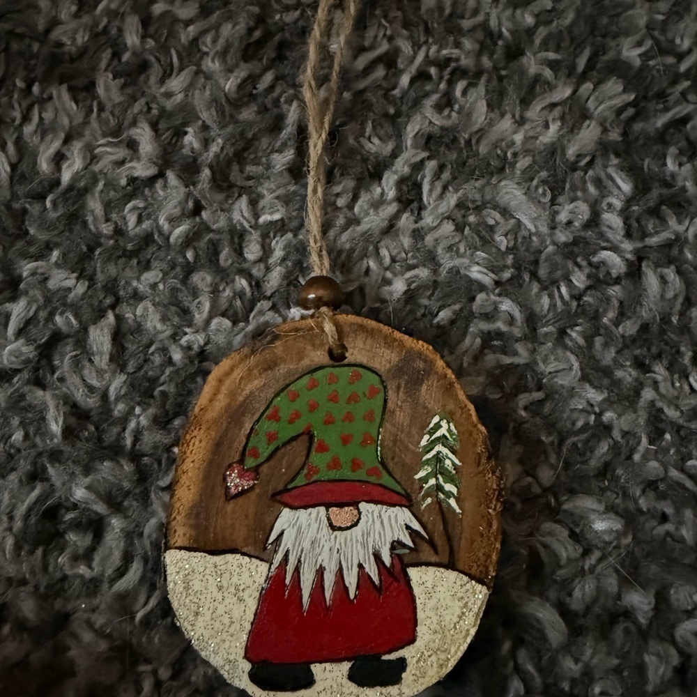 Whimsical Gnome Christmas Ornament - Red and Green